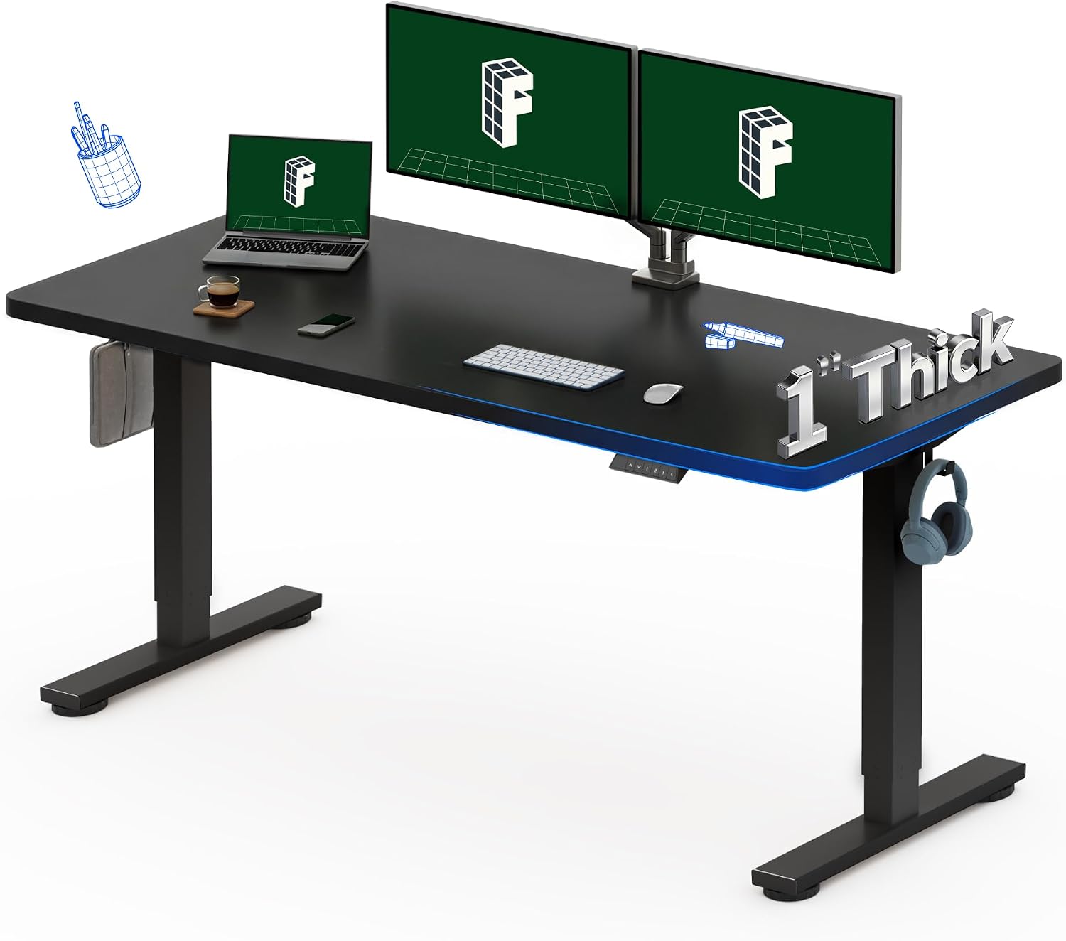 Desk Setup One Monitor - Elektryczne biurko stojące FLEXISPOT 60