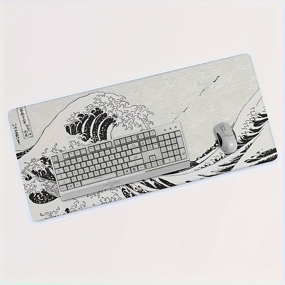 Desk Setup Black And White - Czarno-biała mata na biurko Wave Art