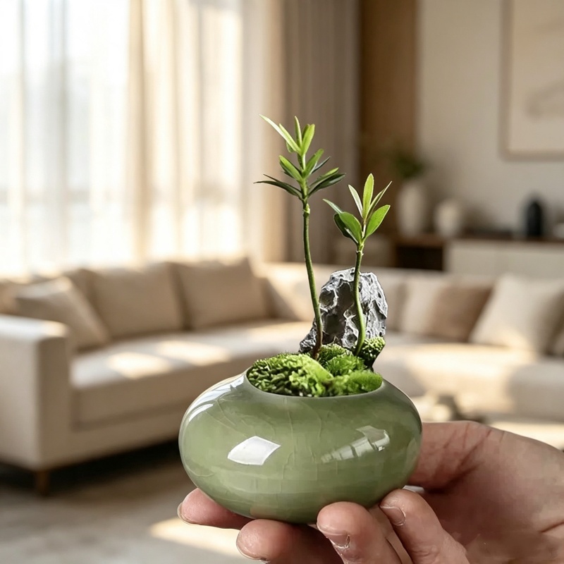 Mini doniczka z efektem popęka – Desk Setup Plant recenzja i cena