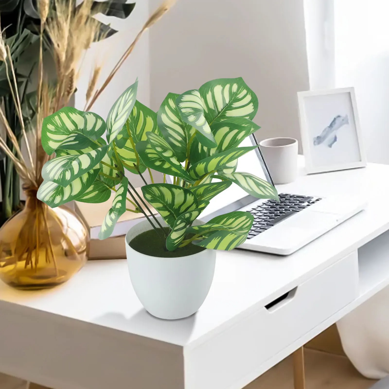 1PC Sztuczne liście Doniczka B – Desk Setup Plant recenzja i cena